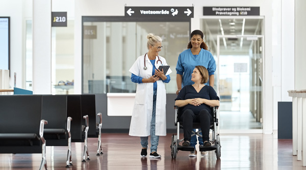 Doctor, nurse and patient in a Danish hospital